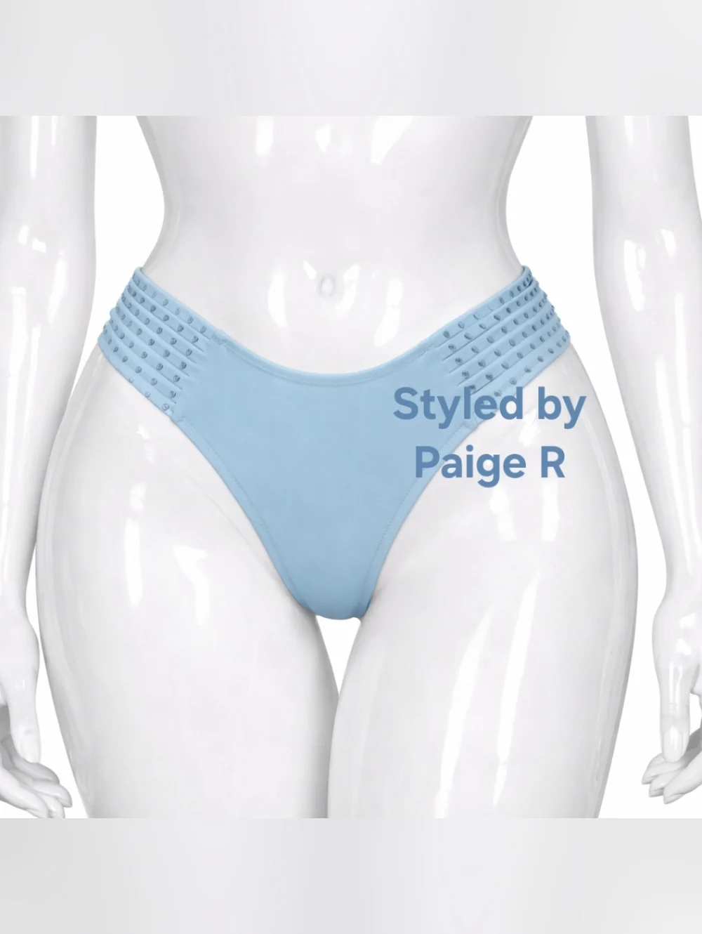 ⛱️ NWT SKIMS RARE Rhinestone Swim Strappy Bikini Swimsuit Bottoms IRIS BLUE L